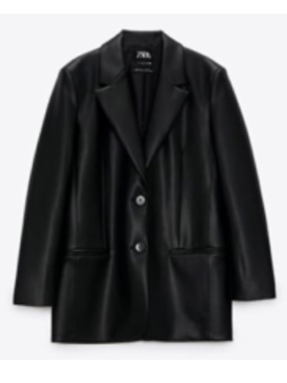 ZARA | Black Faux Leather Oversized Blazer Jacket